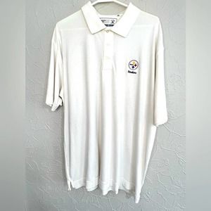 Cutter Buck PITTSBURGH STEELERS CBDryTec WHITE Polo Shirt Sz XL CLEAN